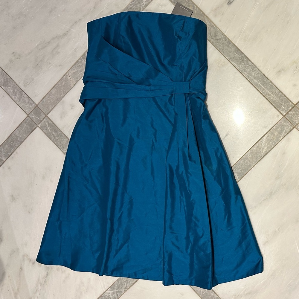 Elegant Ann Taylor Silk Strapless Teal Dress NWT